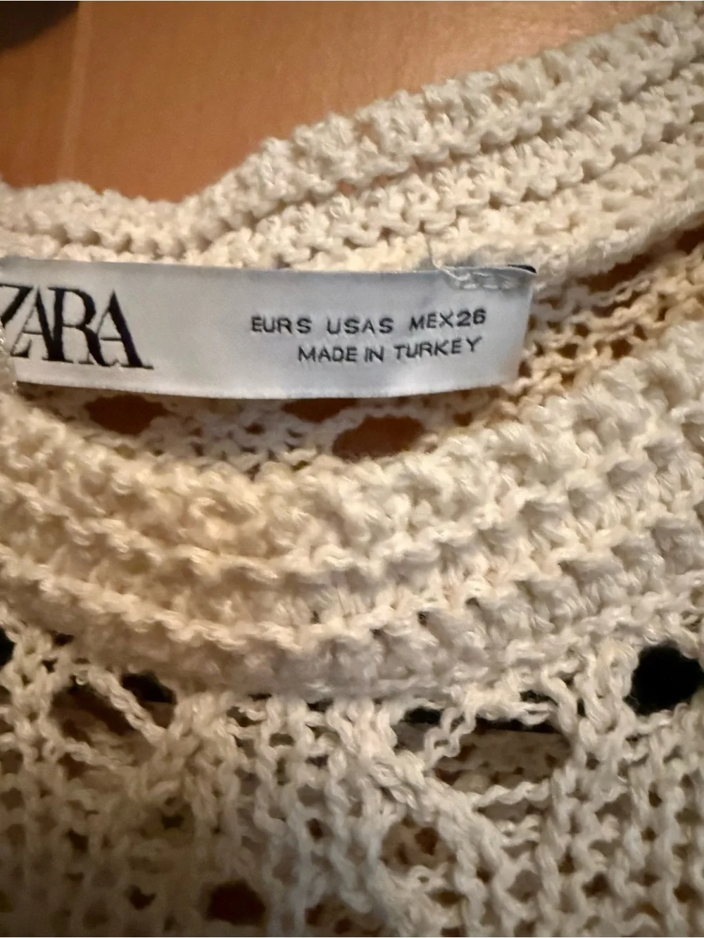ZARA Cream Crochet Knit Top